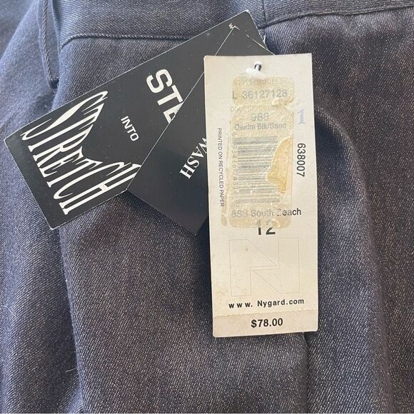Nygard Collection Stretch Denim Sand Trousers High Rise Wide Leg Size 12 NWT! - Picture 6 of 7